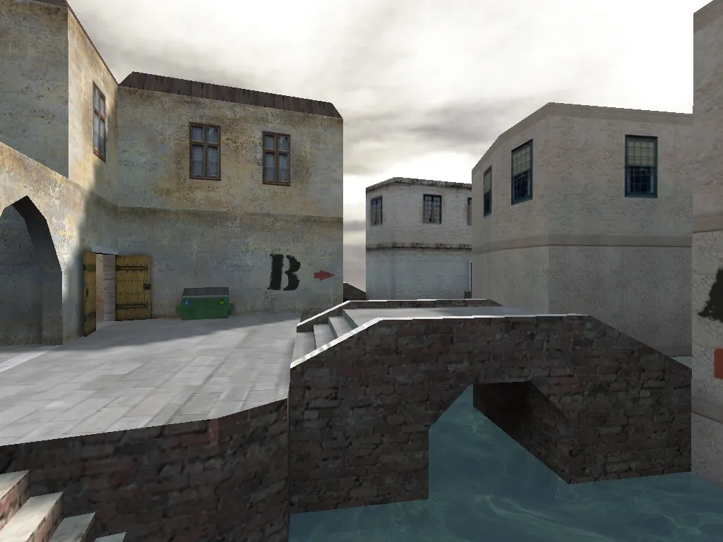 Скачать de_canals для CS 1.6: тактика за CT/T, точки, .nav для ботов, оптимизация wpoly/epoly - Скриншот