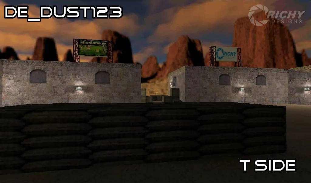 Скачать de_dust123 — карта для CS 1.6: тактики за CT и T, точки контроля, .nav и оптимизация wpoly/epoly - Скриншот