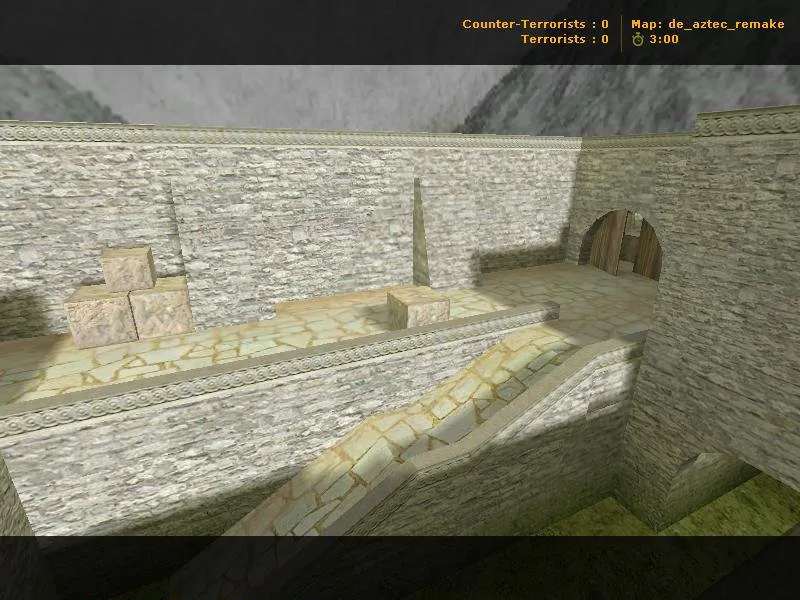 Скачать de_aztec_remake для CS 1.6: баланс сторон, точки, .nav для ботов и оптимизация wpoly/epoly - Скриншот