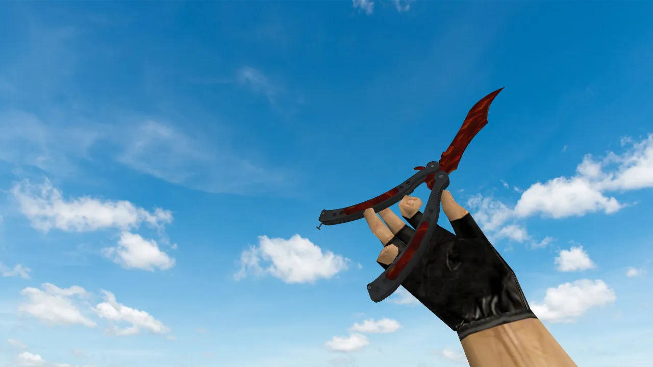 Скачать Модель Butterfly Knife «Пламя» для CS 1.6: v_ / p_ / w_ анимации, звук, осмотр и текстуры - Скриншот