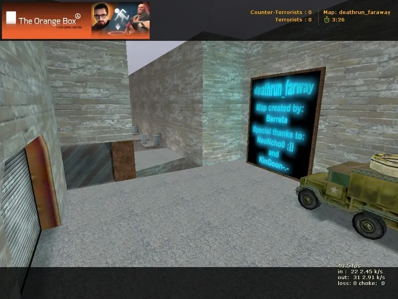 Карта deathrun_faraway для CS 1.6: ловушки, роли, точки для терроров и контров, боты и .nav, оптимизация — скриншот 2