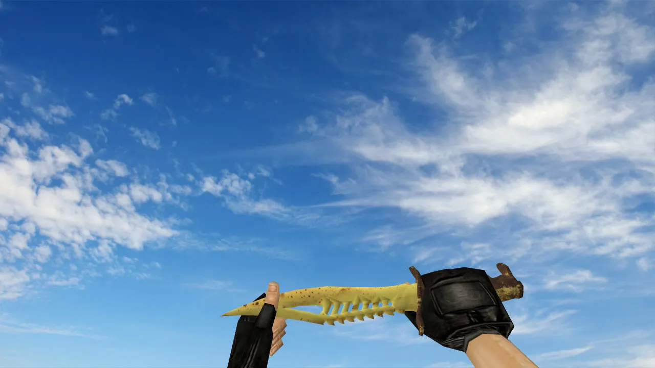 Скачать Модель ножа «Nautilus Banana» для CS 1.6: v_, p_, w_ файлы, звуки, анимация осмотра и качество текстур - Скриншот