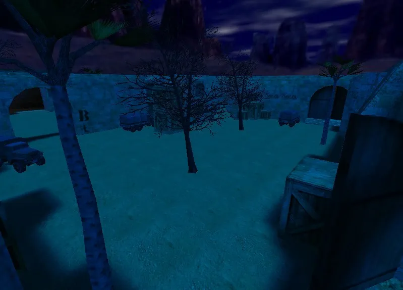 Скачать de_dust_night_topshot для CS 1.6: ночная карта, точки под клатчи, баланс сторон и .nav для ботов - Скриншот