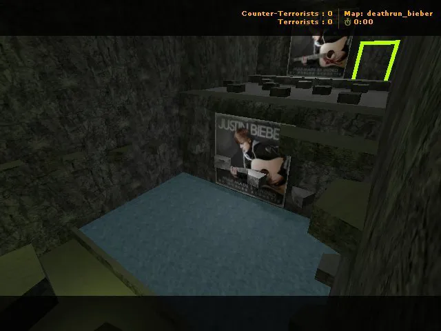Скачать deathrun_bieber для CS 1.6: карта deathrun с точками, анти-чит режимом и .nav для ботов - Скриншот