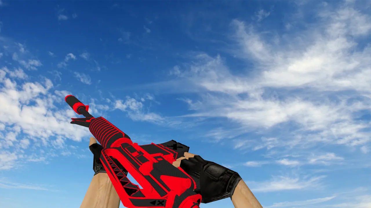 Скачать Модель M4A1 X-Force Redline v_ p_ w_ для CS 1.6: звуки, анимация осмотра и качество текстур - Скриншот