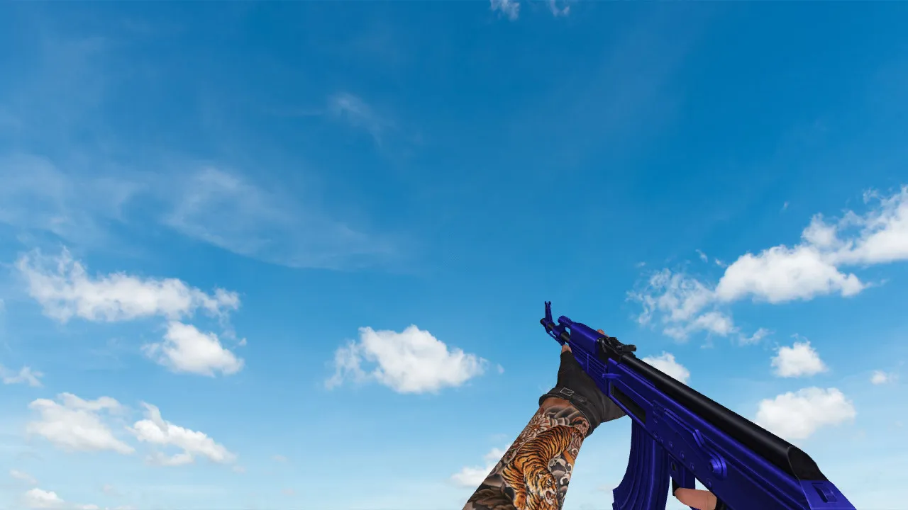 Скачать Пак моделей оружия «Blue Weapons With Tattoo» для CS 1.6: v_, p_, w_ модели, звуки, анимация осмотра и качество текстур - Скриншот