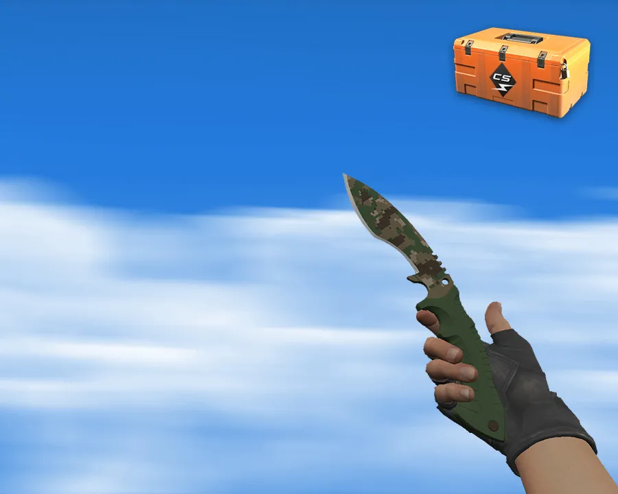 Скачать Кукри v_knife | Forest DDPAT пиксельный камуфляж для CS 1.6: звуки, анимация осмотра, текстуры и настройка модели - Скриншот