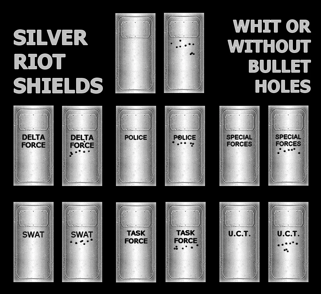 Модель «Black and Silver Riot Shields» (v_, p_, w_) для CS 1.6: текстуры 1024x1024, анимация осмотра и звуки — скриншот 10