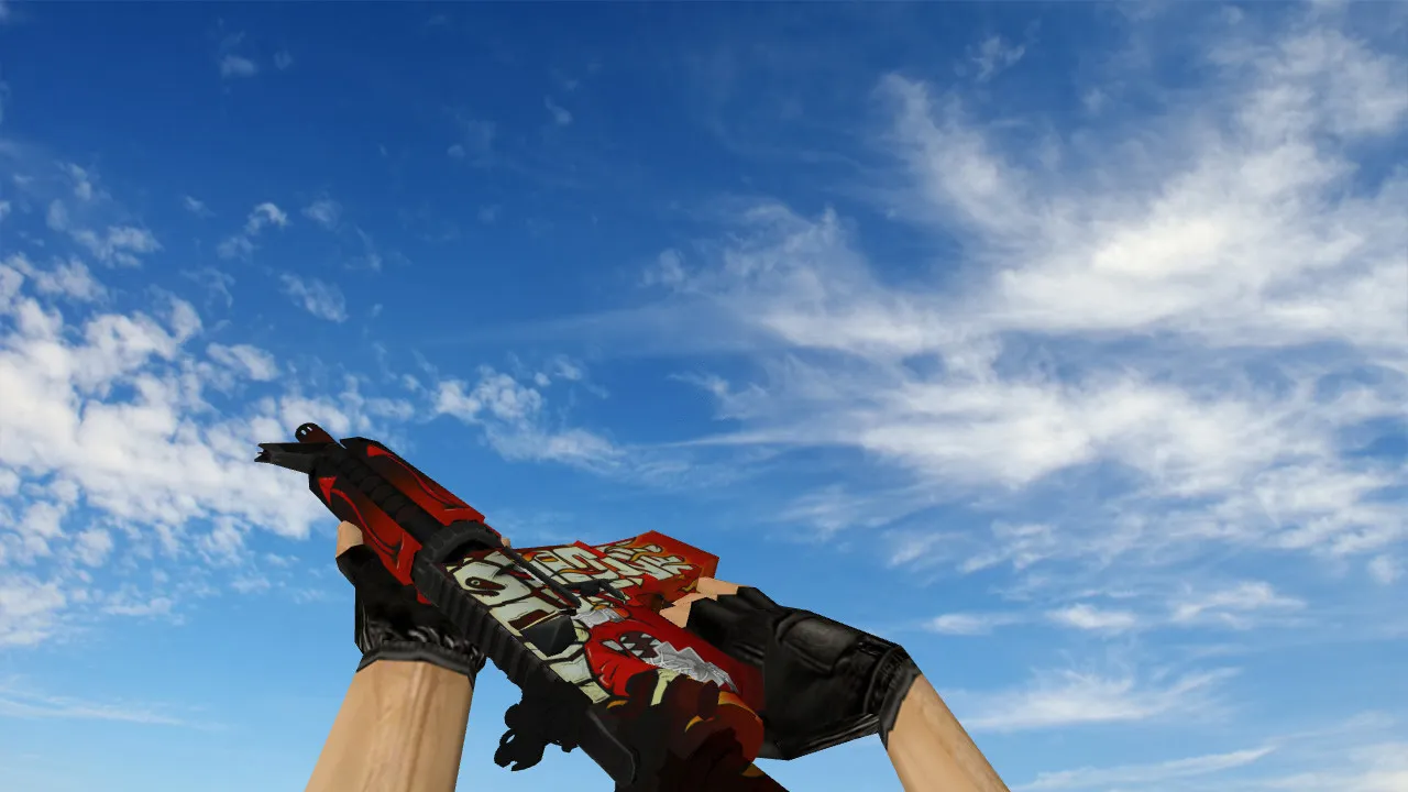 Скачать Модель M4A4 «Адское пламя» стикеры v_ для CS 1.6: звуки, анимация осмотра и текстуры - Скриншот