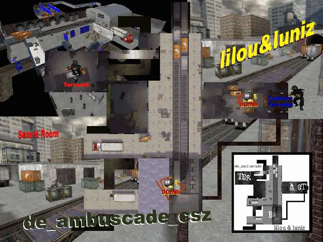 Скачать de_ambuscade_csz для CS 1.6: тактика за Т и КТ, точки, .nav и оптимизация wpoly/epoly - Скриншот