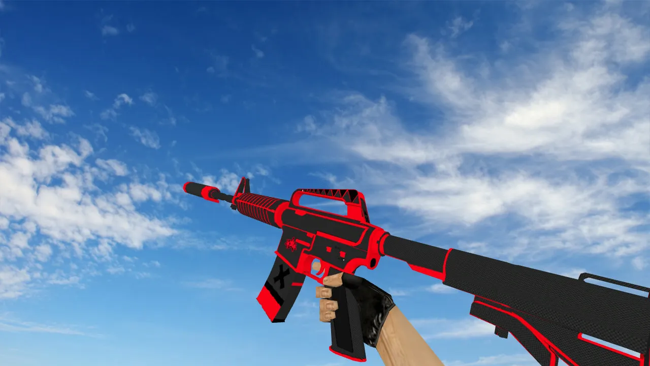 Скачать Модель M4A1 X-Force Redline v_ p_ w_ для CS 1.6: звуки, анимация осмотра и качество текстур - Скриншот