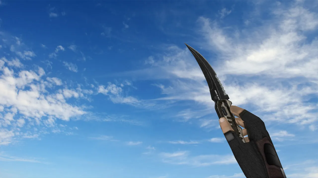 Скачать v_ и p_ модель складного ножа «Черный глянец» для CS 1.6: звуки, анимация осмотра и качество текстур - Скриншот