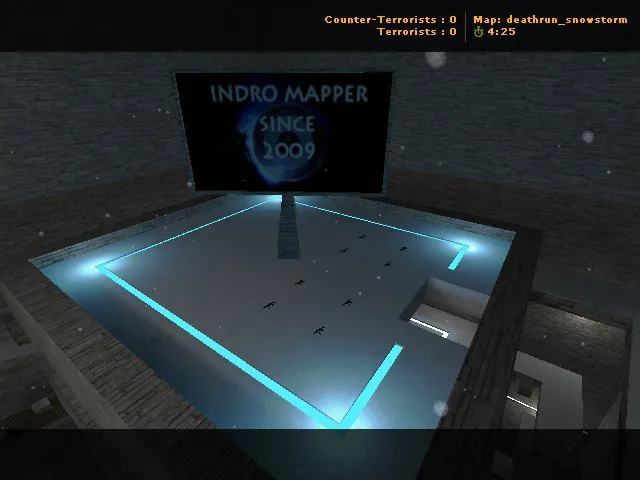 Скачать deathrun_snowstorm для CS 1.6: карта, точки для трюков, .nav для ботов и оптимизация - Скриншот