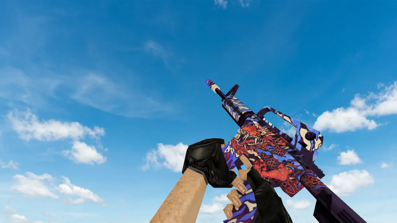 Скачать Модель Default M4A1 «Король драконов» v_ p_ w_ для CS 1.6: звуки, анимация осмотра, качество текстур - Скриншот