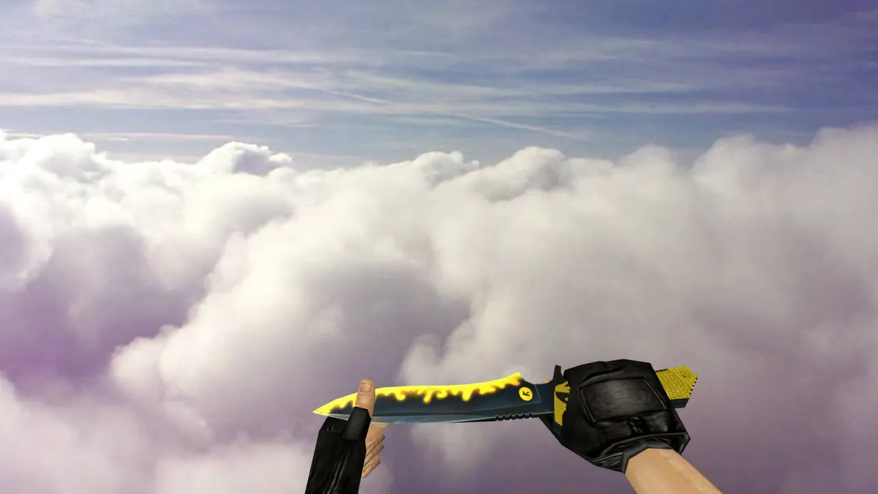 Скачать Модель ножа Default Knife Yellow-Hand v_ p_ w_ для CS 1.6: звуки, анимация осмотра, текстуры - Скриншот