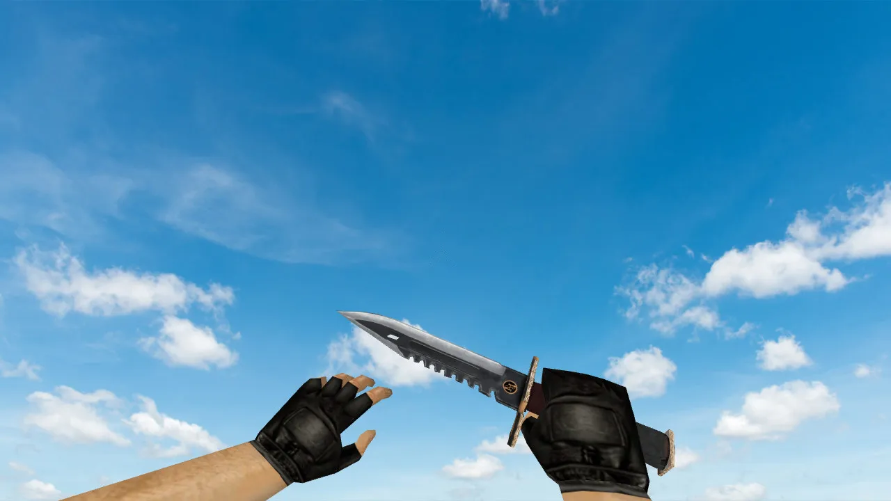 Скачать Модель ножа M9 Bayonet Cage N v_ для CS 1.6: p_ и w_ модели, звуки, анимация осмотра - Скриншот