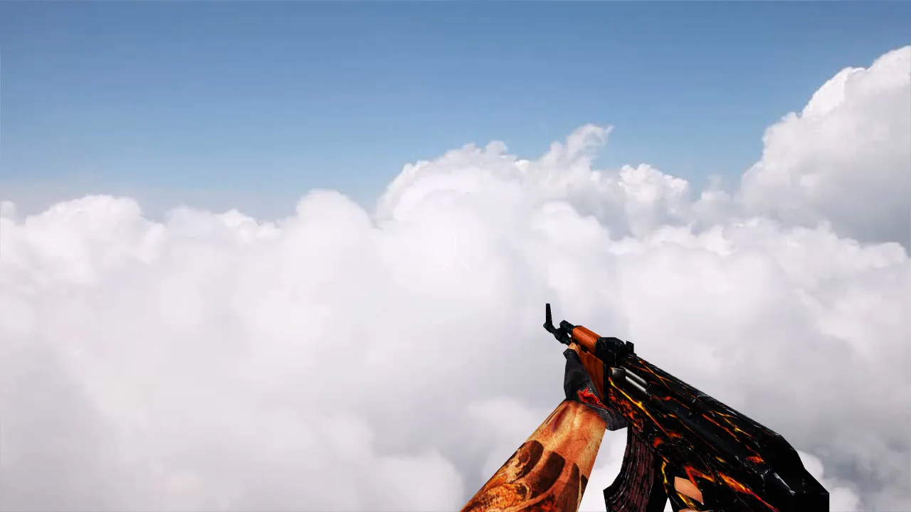 Скачать Модель v_ и p_ Default AK-47 Fire для CS 1.6: звуки, анимация осмотра, текстуры, установка в папку models - Скриншот