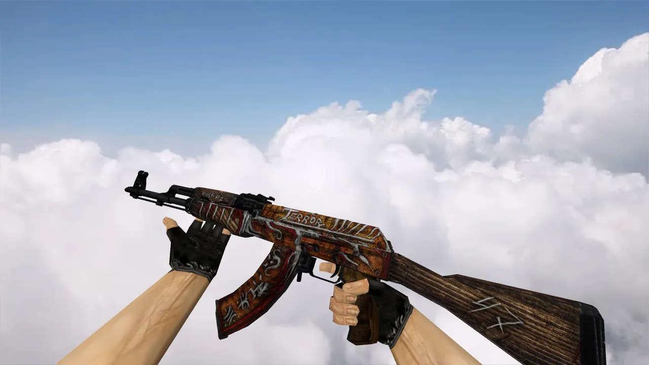Скачать Модель v_ak47 АК-47 Scarecrow для CS 1.6: p_ и w_ версии, звук, анимация осмотра, текстуры - Скриншот