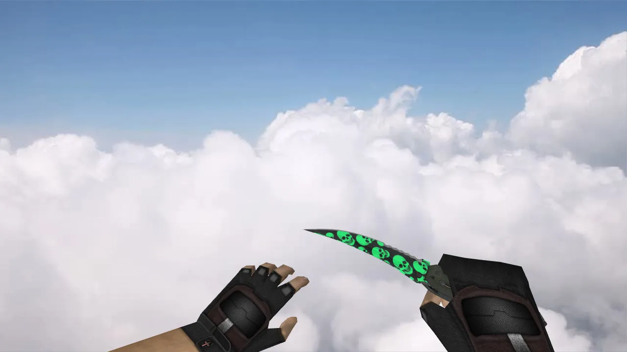 Скачать Модель «Flip Knife Skull Pattern» v_knife для CS 1.6: p_ и w_ версии, звук, анимация осмотра и качество текстур - Скриншот