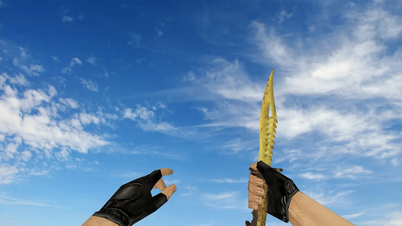 Скачать Модель ножа «Nautilus Banana» для CS 1.6: v_, p_, w_ файлы, звуки, анимация осмотра и качество текстур - Скриншот