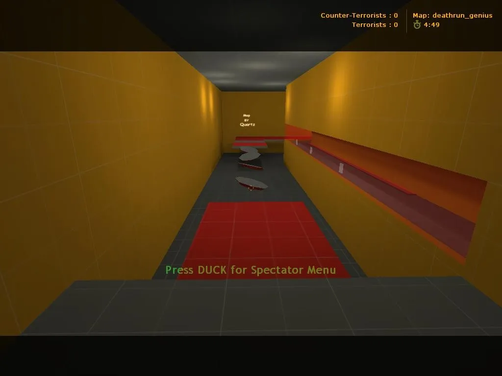 Скачать deathrun_genius для CS 1.6: карты deathrun, точки за инка и террориста, .nav для ботов, оптимизация wpoly/epoly - Скриншот
