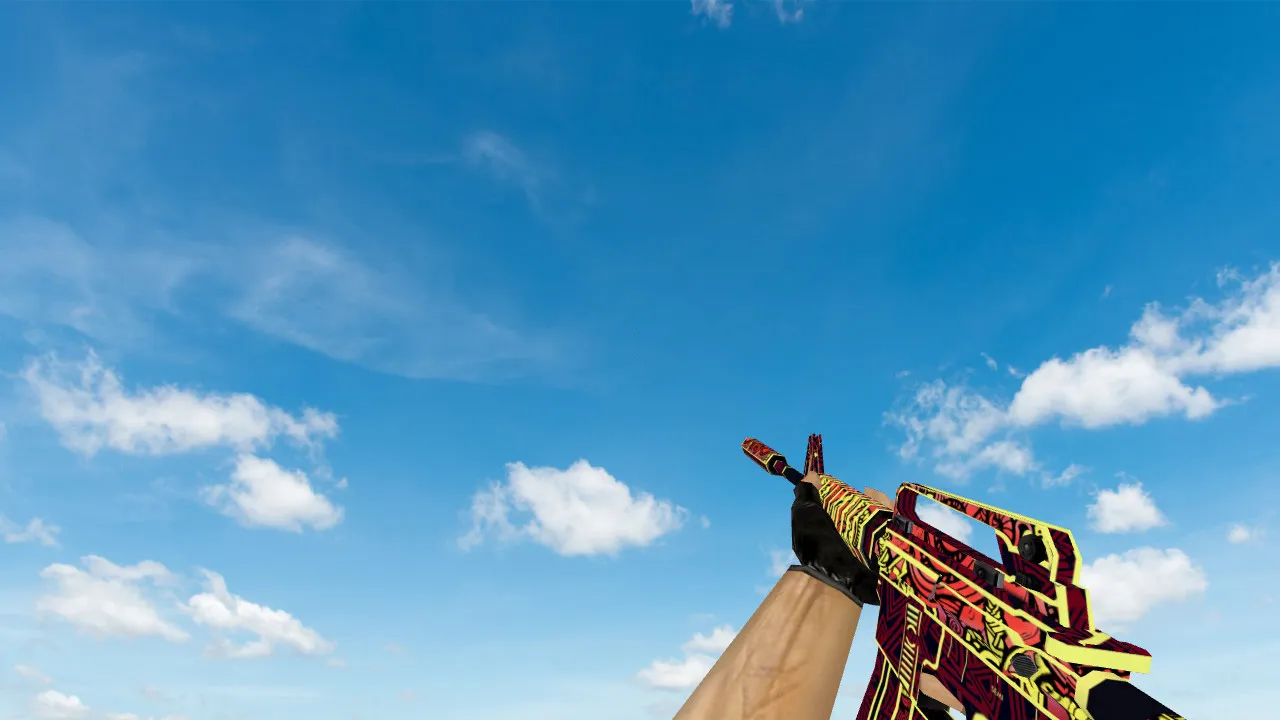 Скачать Default M4A1 «Огонь Чантико» v_ p_ w_ модель для CS 1.6: звуки, анимация осмотра, текстуры - Скриншот