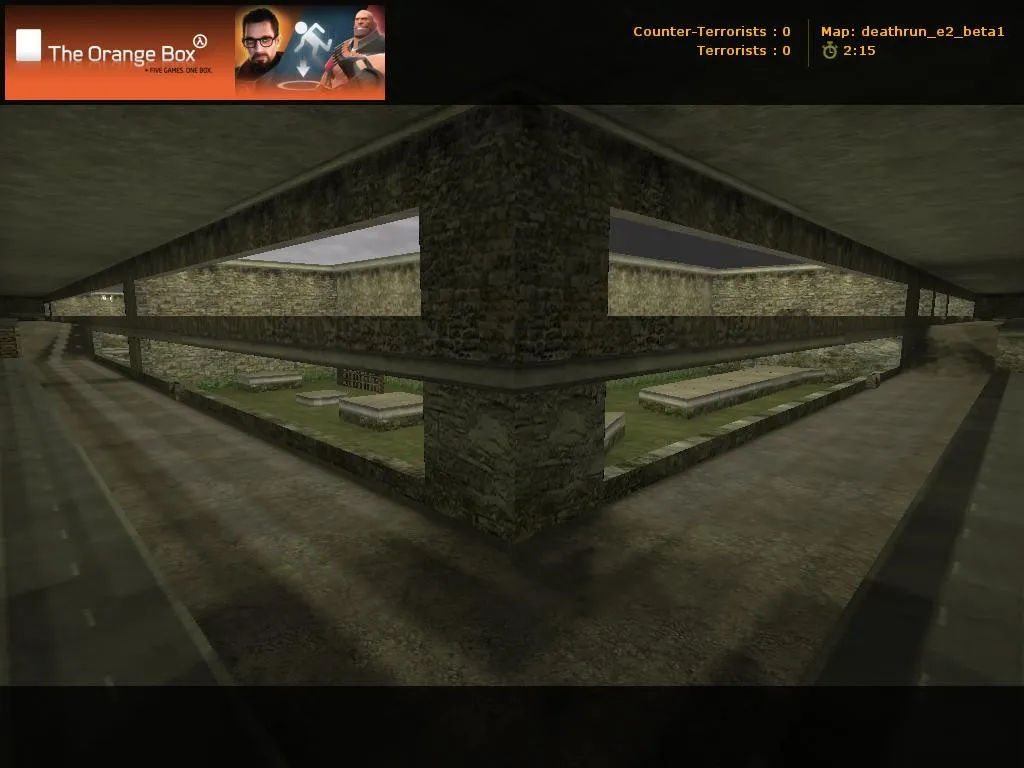 deathrun_e2_beta1 для CS 1.6: карта с ловушками, раундами на выживание и точками для тактики — скриншот 3