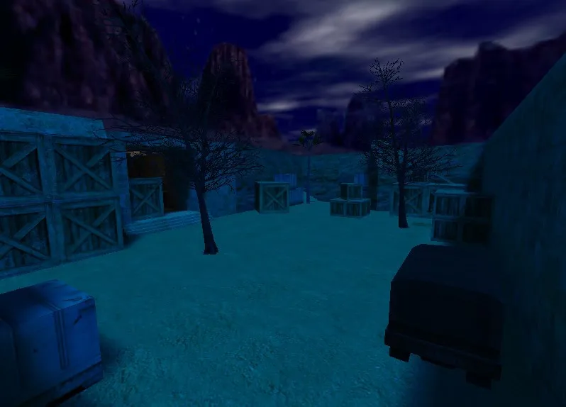 Скачать de_dust_night_topshot для CS 1.6: ночная карта, точки под клатчи, баланс сторон и .nav для ботов - Скриншот