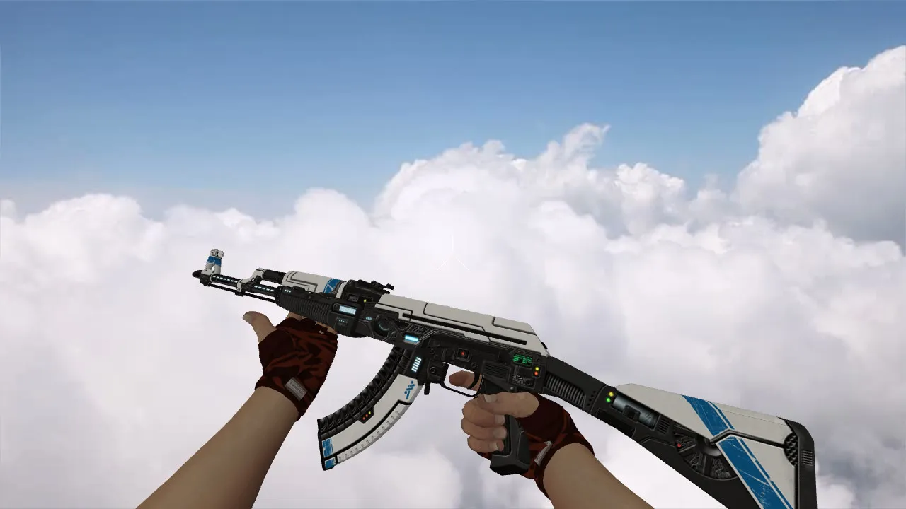 Модель v_ AK-47 Sci Fi Blue (p_ w_) для CS 1.6: звук, анимация осмотра, текстуры — скриншот 1