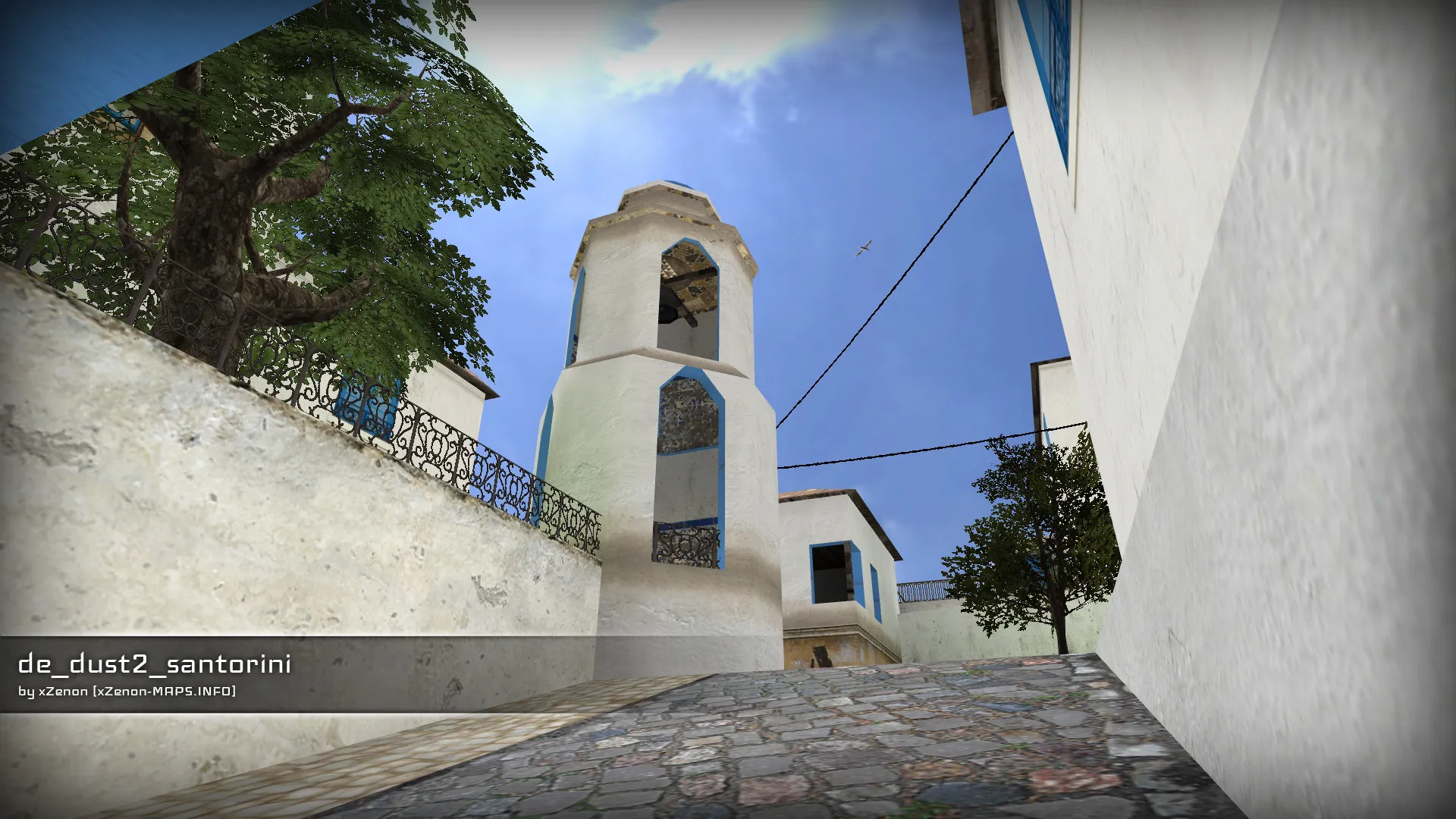 Скачать de_dust2_santorini_b2 — DE карта для CS 1.6: точки, маршруты, .nav и оптимизация wpoly/epoly - Скриншот
