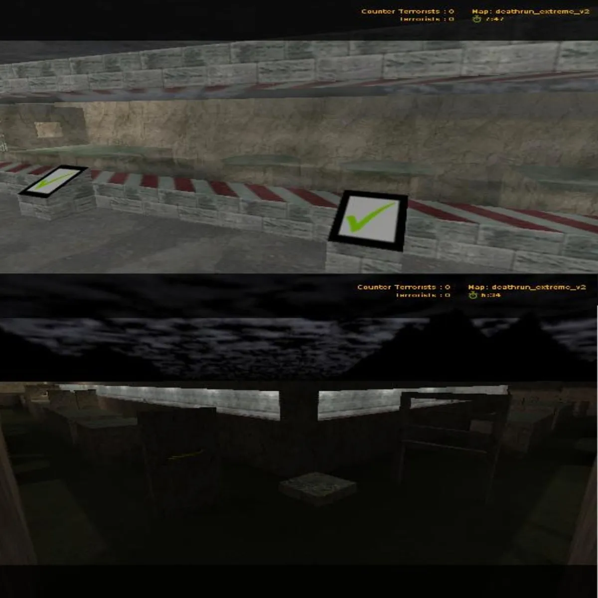 Скачать deathrun_extreme_v2 для CS 1.6: тропы ловушек, точки команд и боты с .nav - Скриншот