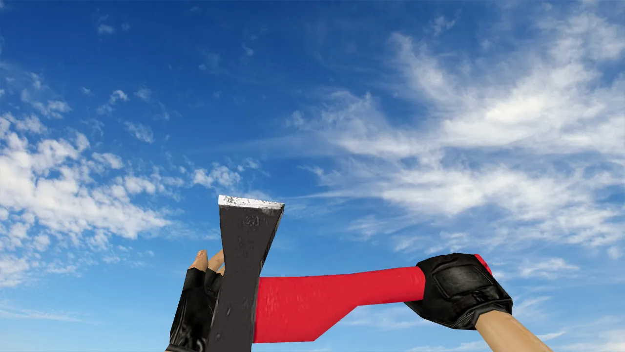 Скачать Модель ножа «Red Hatchet» v_model для CS 1.6: звуки, анимация осмотра и качество текстур - Скриншот