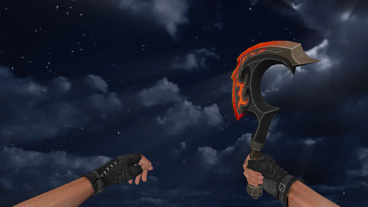 Скачать Модель ножа «Chaos Knight Hook» v_ для CS 1.6: p_ и w_ версии, звуки, анимация осмотра, текстуры и настройка - Скриншот