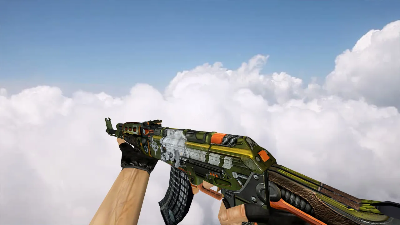Скачать Модель «AK-47 Skulliosis» v_ для CS 1.6: p_ и w_ модели, звуки, анимация осмотра, текстуры - Скриншот