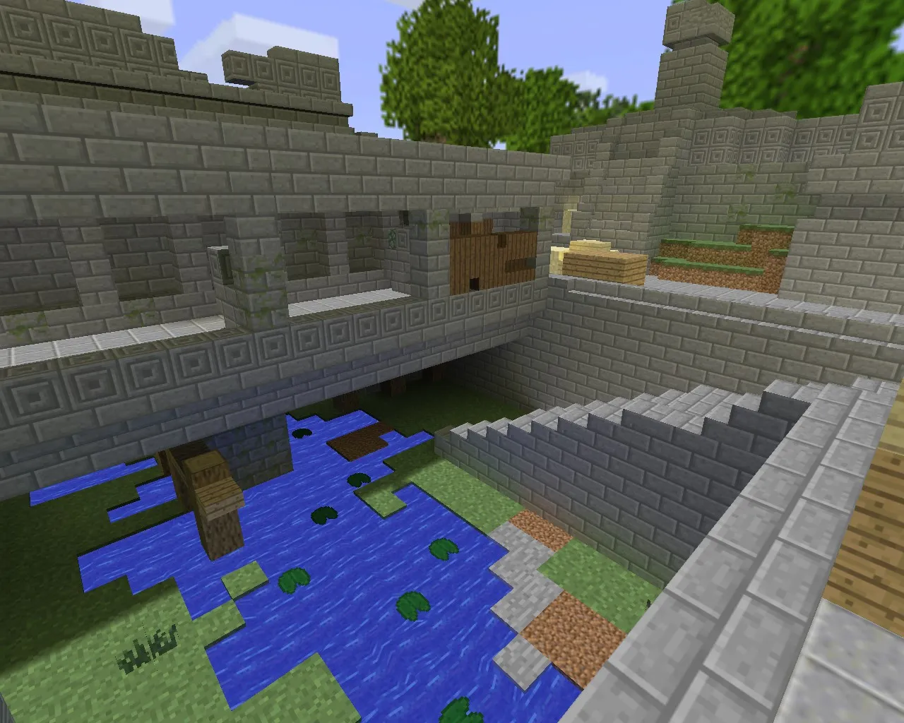 Скачать Карта de_aztec_minecraft для CS 1.6: точки, маршруты, .nav для ботов и оптимизация wpoly/epoly - Скриншот