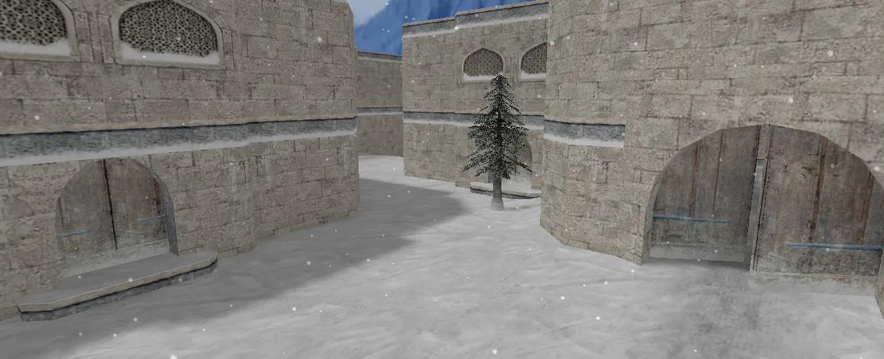 Скачать Карта de_dust2x2_sneg для CS 1.6: снег, баланс сторон, точки под плент/пуш и боты - Скриншот