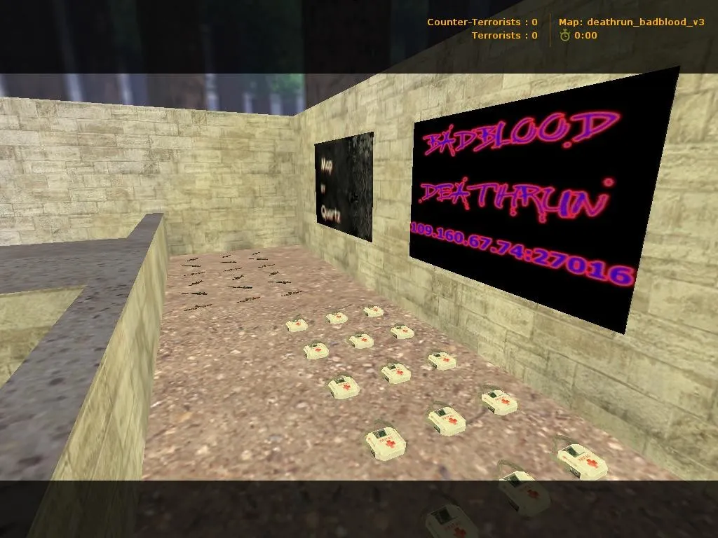 Скачать deathrun_badblood_v3 для CS 1.6: тактики, точки, .nav и оптимизация карты - Скриншот