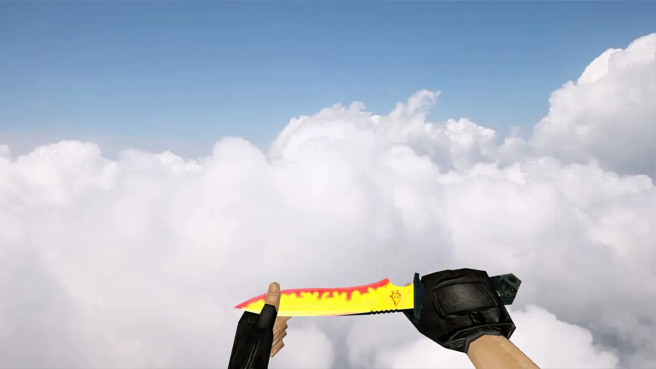 Скачать Default Knife Flamey v_model для CS 1.6: нож с огнем, звуки, анимация осмотра и точная модель - Скриншот