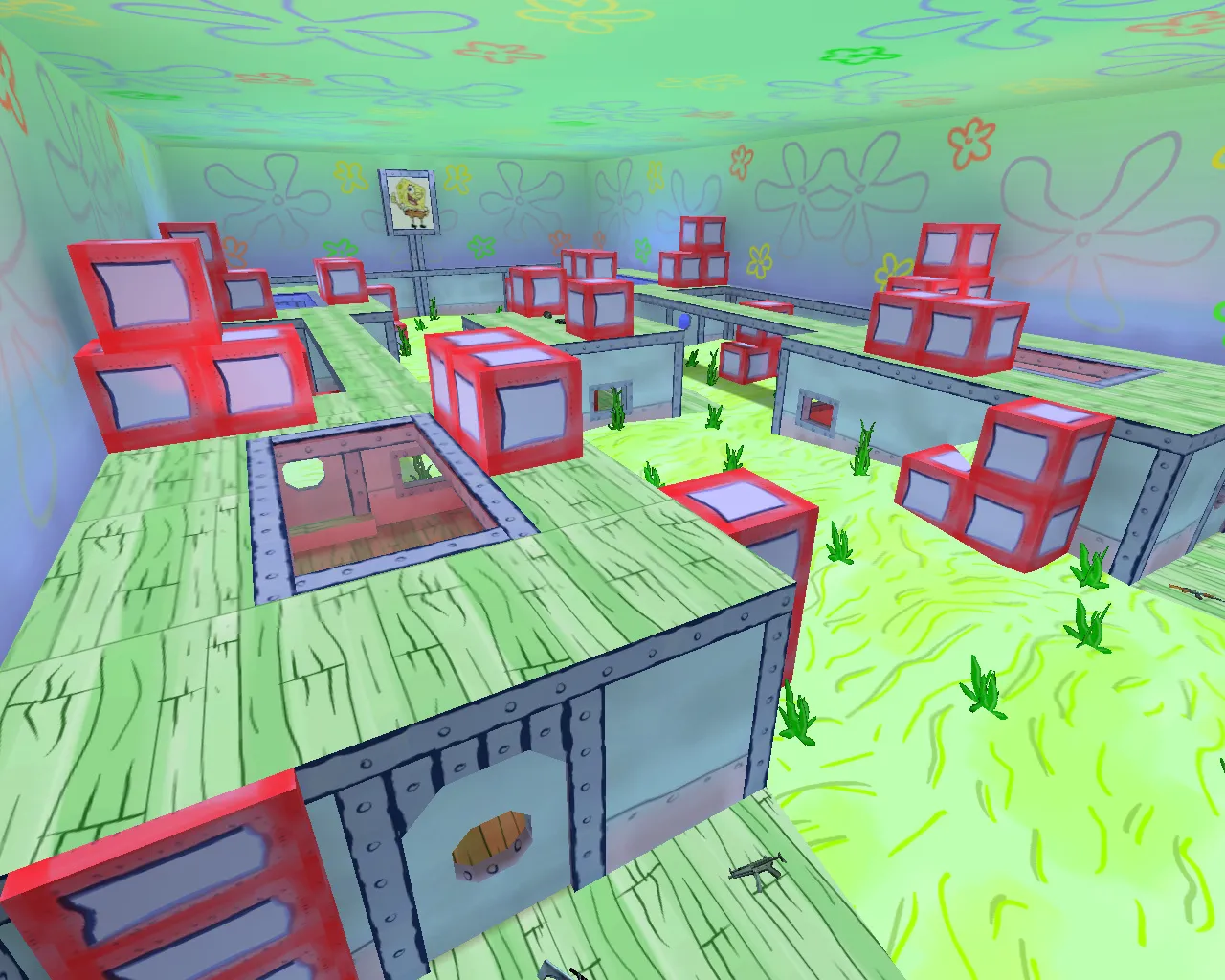 Скачать fy_spongebob для CS 1.6: быстрый раунд, точки под контроль и .nav для ботов - Скриншот