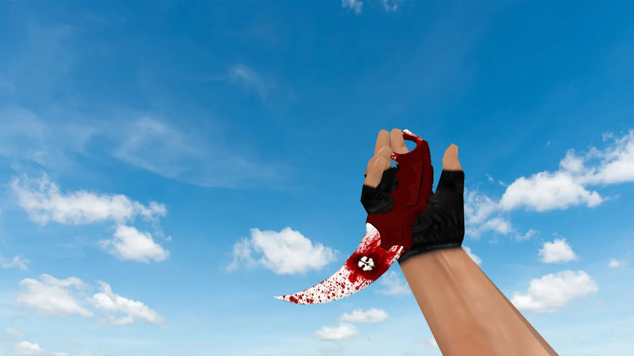 Модель ножа Karambit Blood Edge v_ для CS 1.6: p_ и w_ модели, звуки, анимация осмотра — скриншот 1