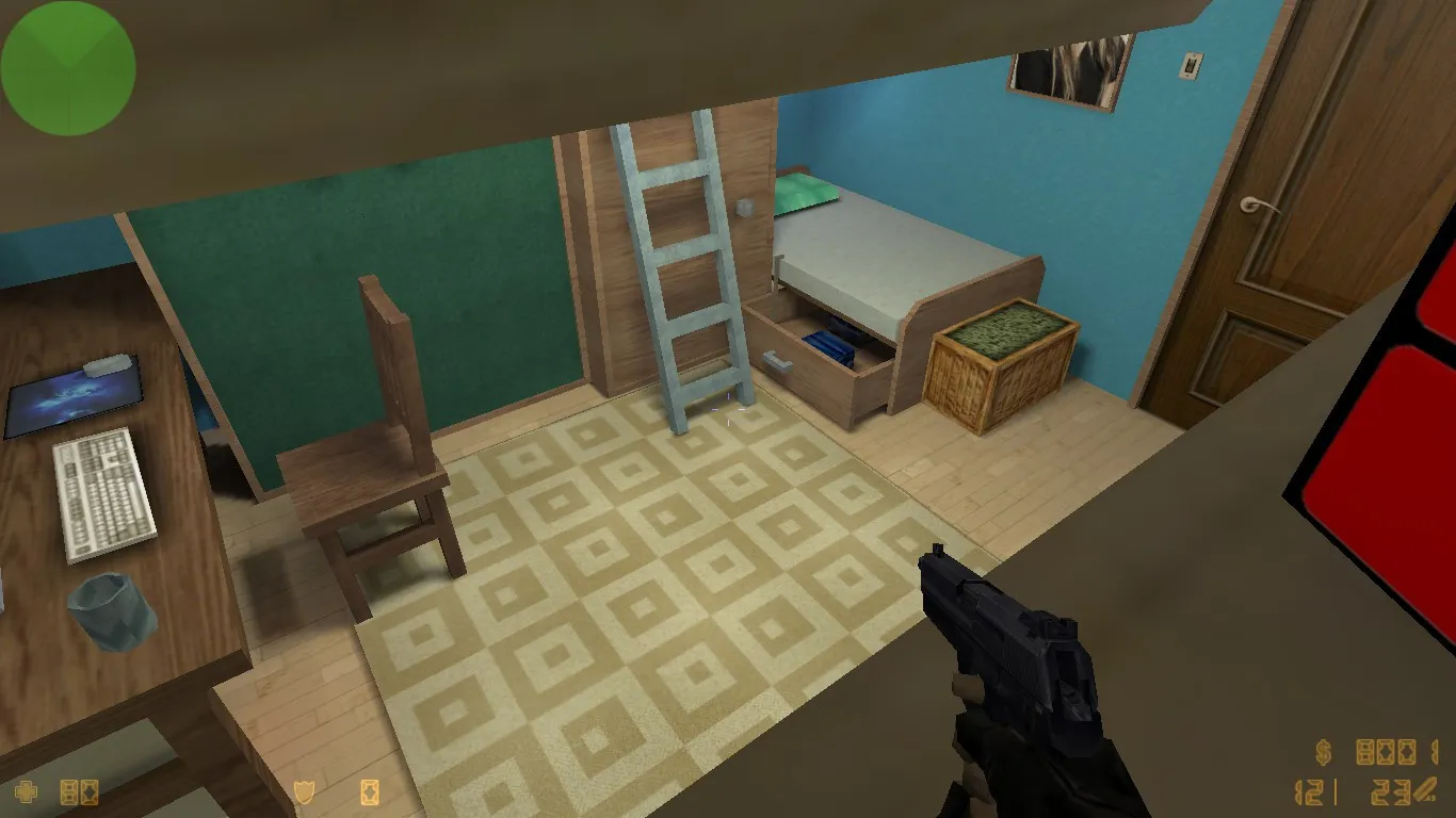 Скачать de_bedroom_rats — DE карта для CS 1.6 с точками под А и В, оптимизацией wpoly/epoly и .nav под ботов - Скриншот