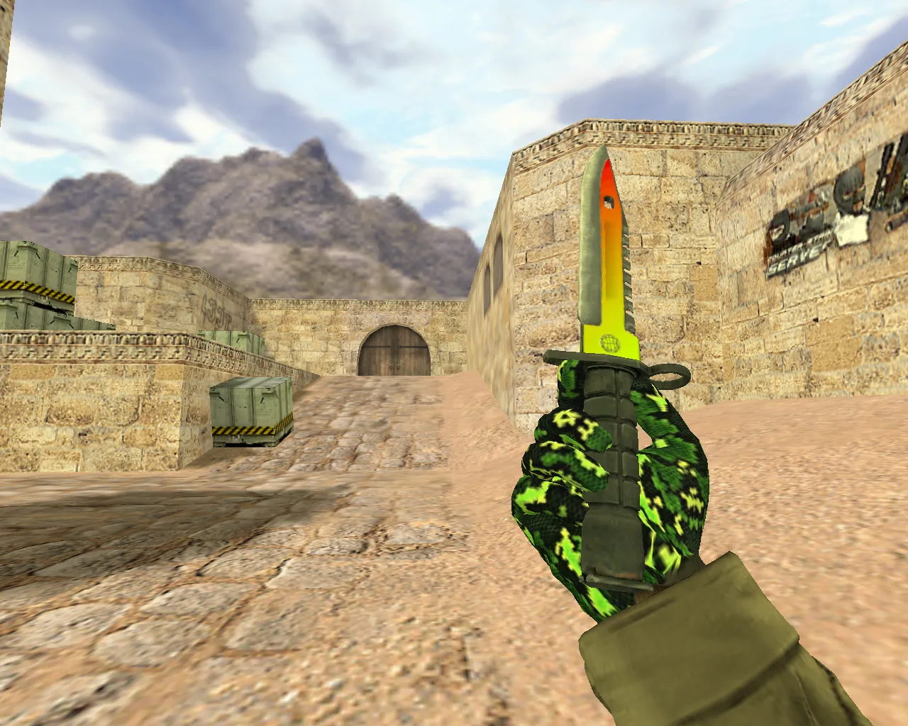 Скачать Модель v_knife M9 «Неоновый свет» для CS 1.6: звук, анимация осмотра и качество текстур - Скриншот