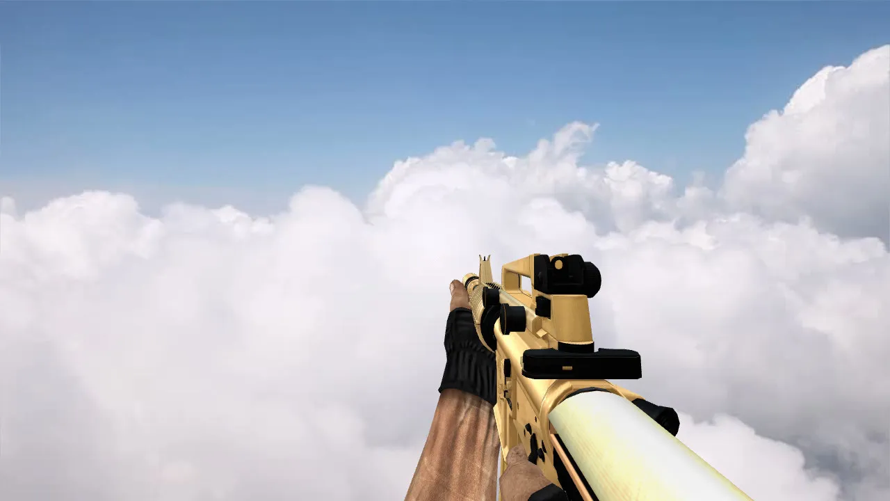 Скачать Модель v_m4a1 Modernized M4A1 Desert Edition для CS 1.6: p_m4a1, w_m4a1, звуки, анимация осмотра - Скриншот