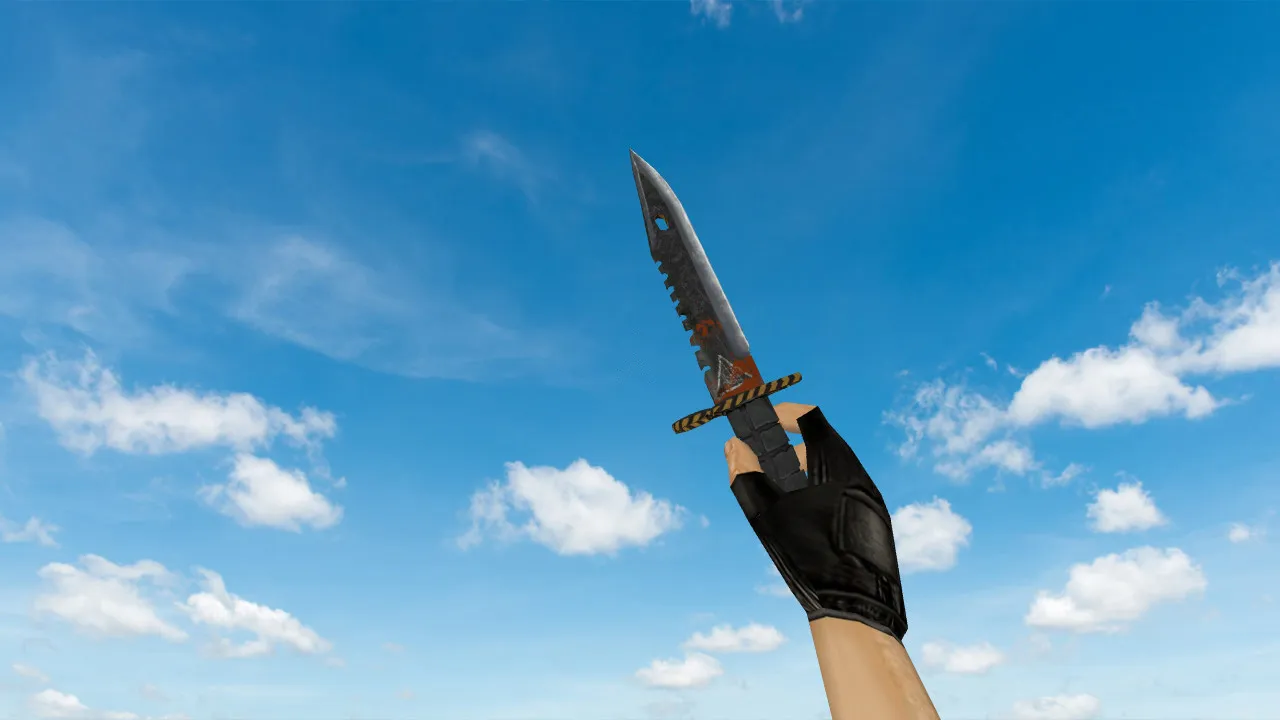 Скачать Модель ножа Штык-нож M9 “Machinery” v_knife_p для CS 1.6: звуки, анимация осмотра и качество текстур - Скриншот