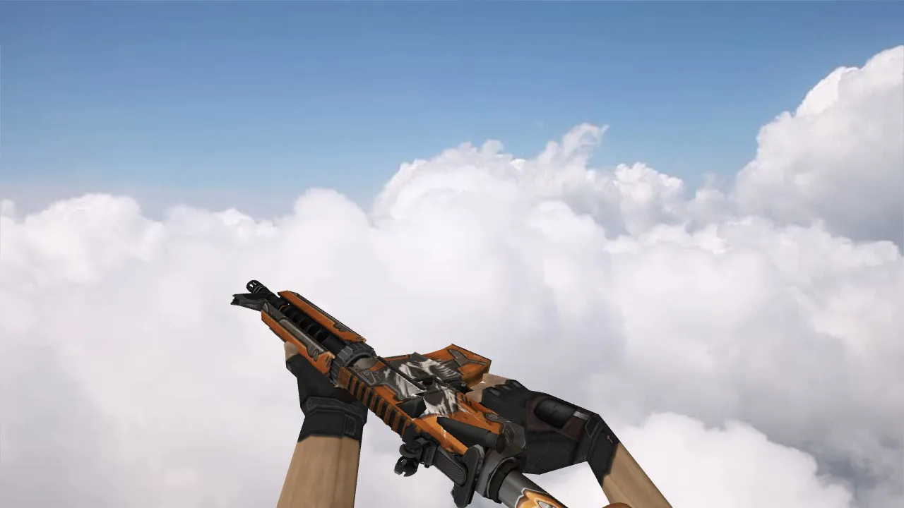 Модель M4A4 War Orange v_m4a1 w_m4a4 p_m4a4 для CS 1.6: звуки, анимация осмотра, качество текстур — скриншот 2