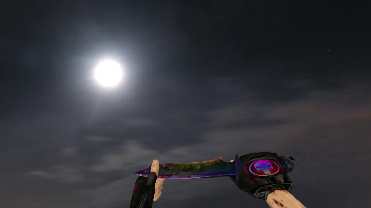 Скачать Модель ножа Default Knife Bloody Rainbow v_ для CS 1.6: звуки, анимация осмотра, качество текстур и настройка - Скриншот
