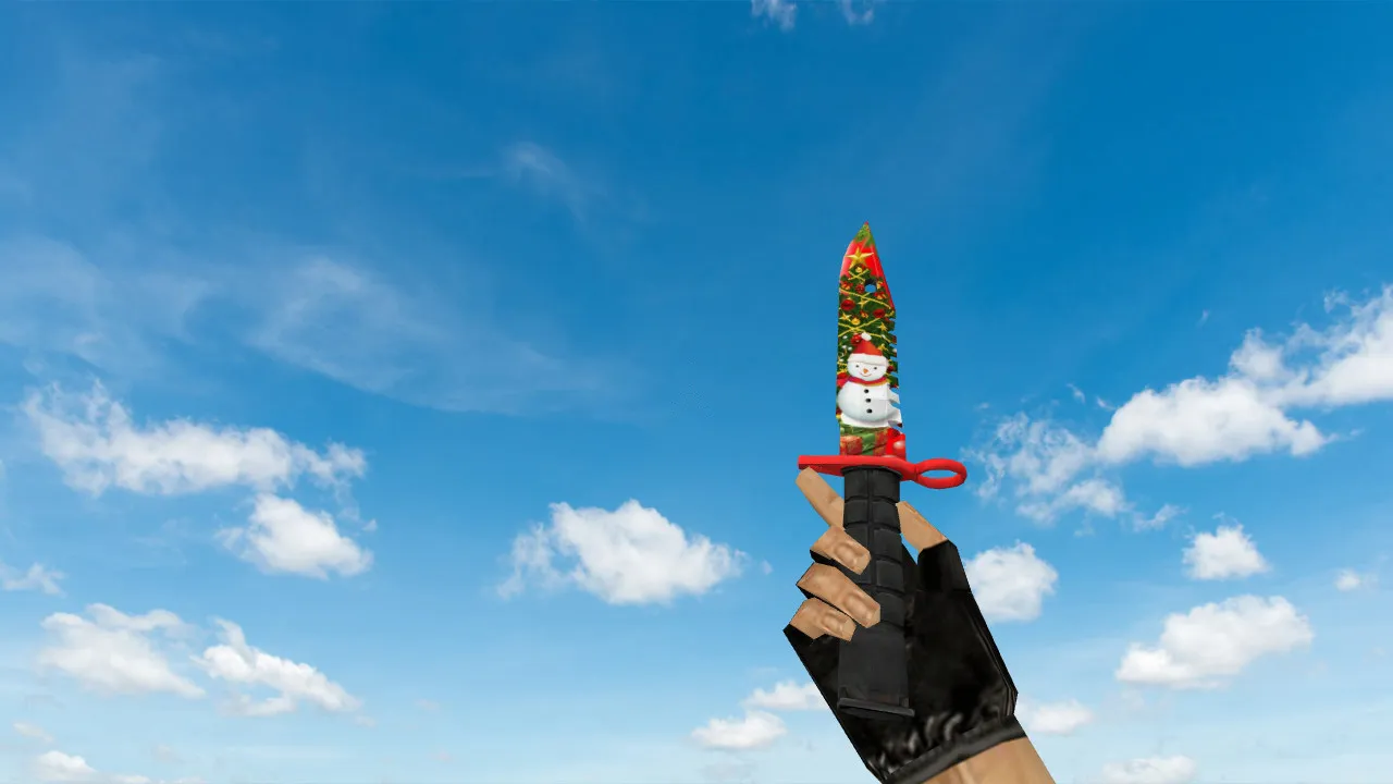 Скачать Модель ножа M9 Bayonet Xmas v_ для CS 1.6: звуки, анимация осмотра, текстуры и точная форма в игре - Скриншот