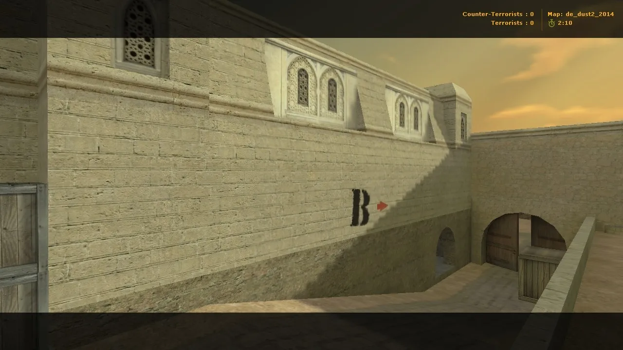Скачать de_dust2_2014 для CS 1.6: тактика A/B, точки, .nav для ботов, оптимизация wpoly/epoly и баланс сторон - Скриншот
