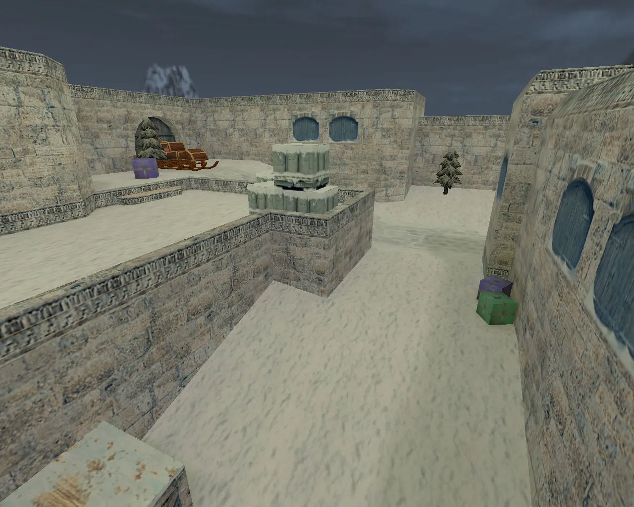 Скачать de_dust2_xmas для CS 1.6: карта DE с балансом сторон, точками под заходы и оптимизацией wpoly/epoly - Скриншот