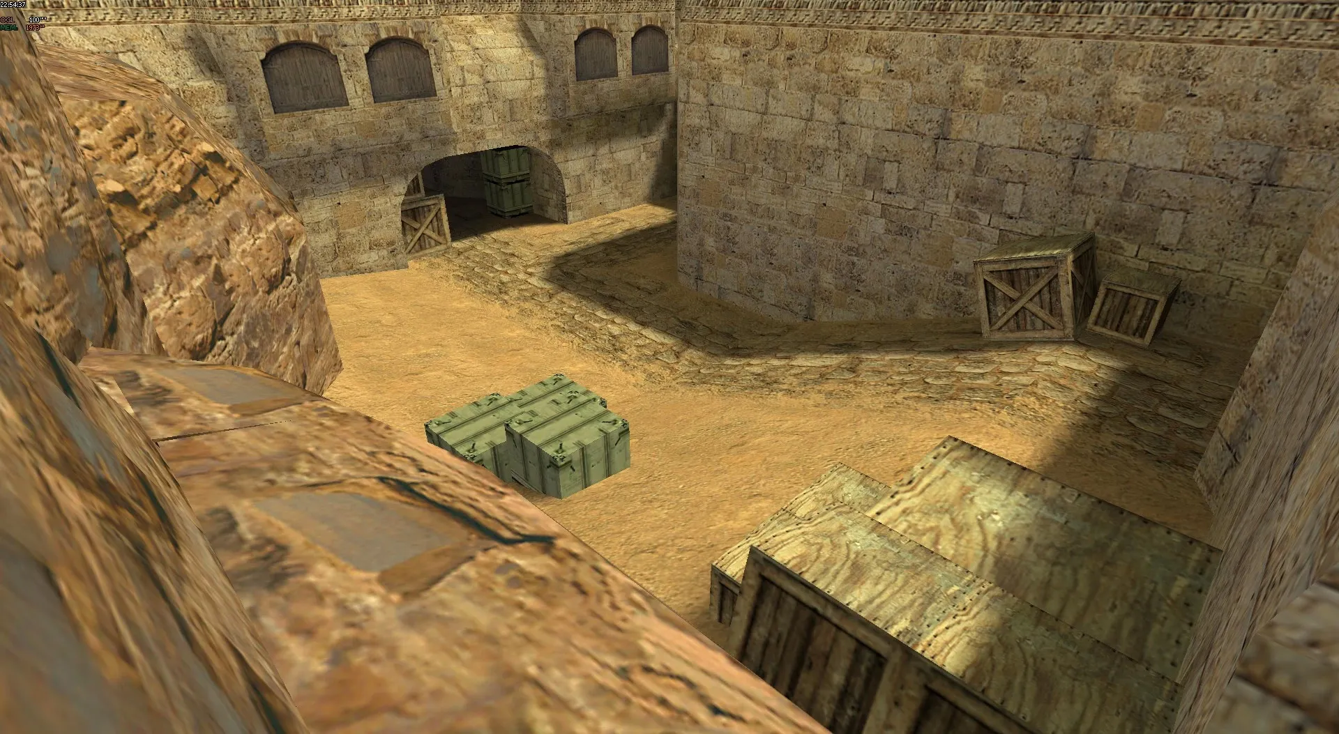 de_dust2_extended для CS 1.6: баланс сторон, точки, .nav для ботов, оптимизация wpoly/epoly — скриншот 8